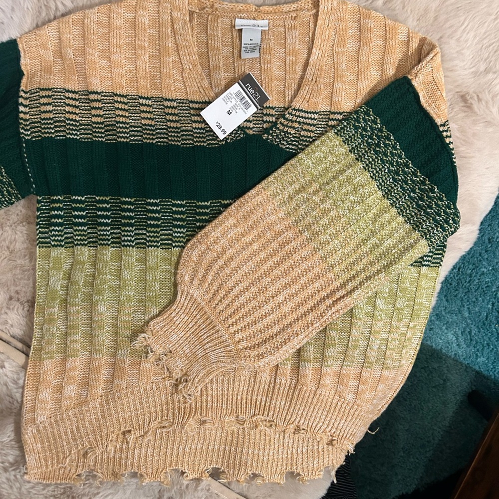 NWT Rue 21 V Neck Drop Shoulder High-Low Transitional Knit Sweater Women’s, M - Picture 8 of 13